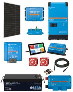 12V Conversion 450W Solar, 3000W Multiplus II & 668A Fogstar Lithium